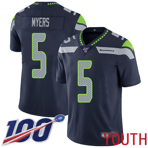 Seattle Seahawks Limited Navy Blue Youth Jason Myers Home Jersey NFL Football #5 100th Season Vapor Untouchable->women nfl jersey->Women Jersey